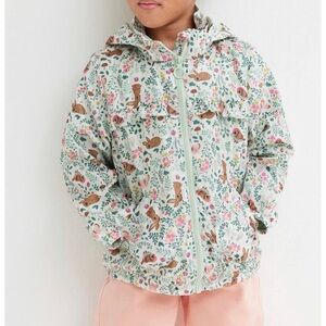 H&M Kids Patterned Windbreaker Jacket Light Green Bunny girls summer spring 8 10